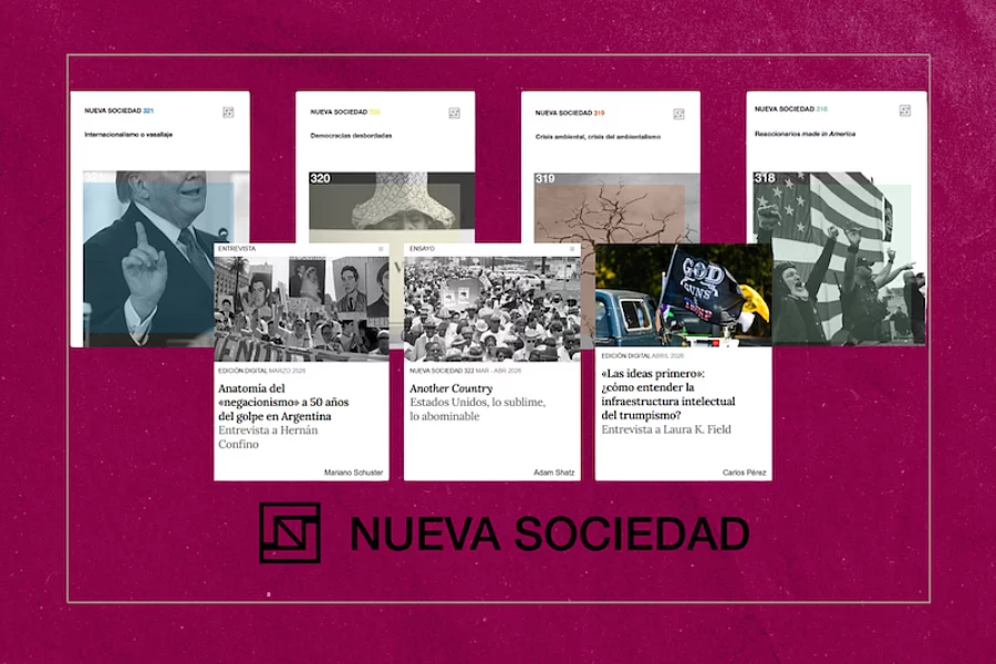 Imágenes de las portadas y de artículos de la revista Nueva Socialedad.