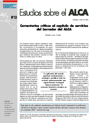 Comentarios críticos al capítulo de servicios del borrador del ALCA