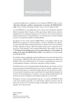 Mercados laborales y políticas ocupacionales en el Cono Sur